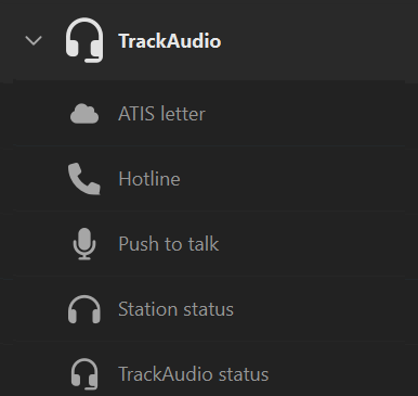 Screenshot of the Stream Deck profile UI with the categories filtered to track