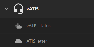Screenshot of the Stream Deck profile UI with the vATIS category open